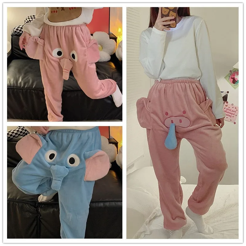 New Winter 3d Cute Funny Elephant Pants Creative Pants Girls Loose Net Celebrity Dumbo Couple Casual Men Pajama Pant Unique Gift