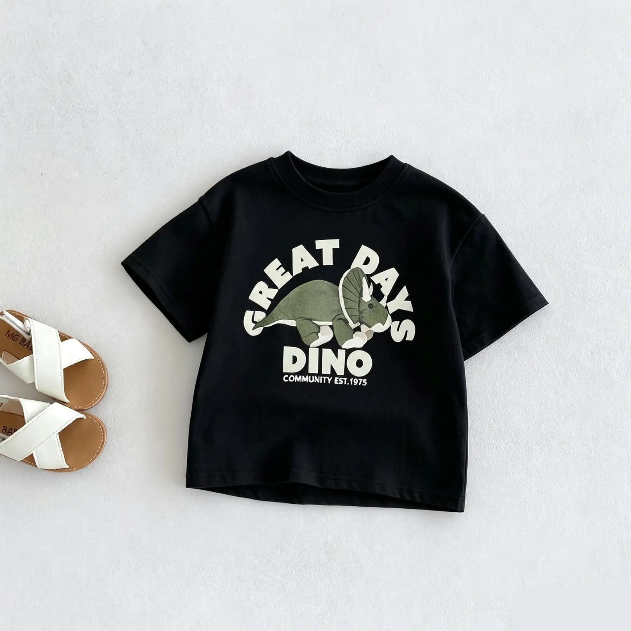 Summer Short Sleeve Tops Cartoon T-shirts Casual Versatile Baby Girls Boys Round Collar Tees Boutique Children's Wear T Shirt