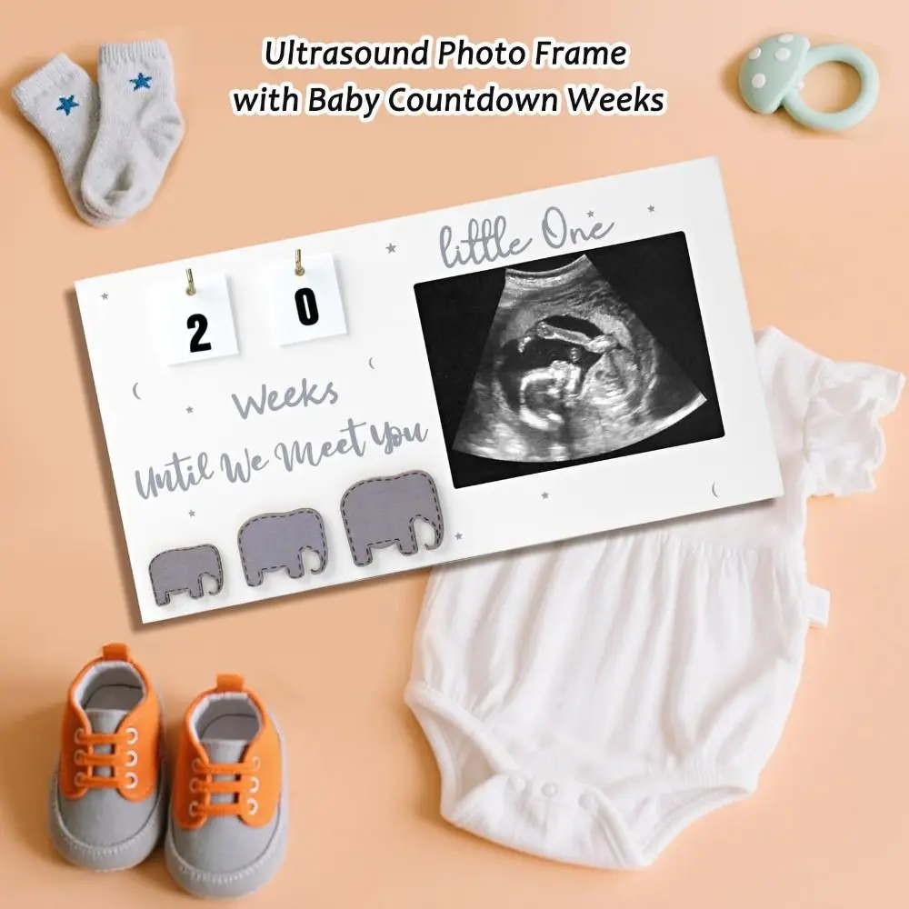 Wooden Sonogram Picture Frame Pregnancy Gift Baby Countdown Weeks Ultrasound Photo Frame Pregnancy Must Haves Baby Announcement