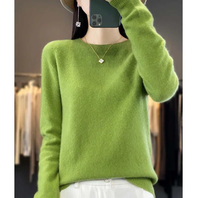 Autumn Winter 100% Merino Wool Sweater Women First Line Seamless Half-high Collar Pullover Basis Casual Cashmere Knit Solid Tops