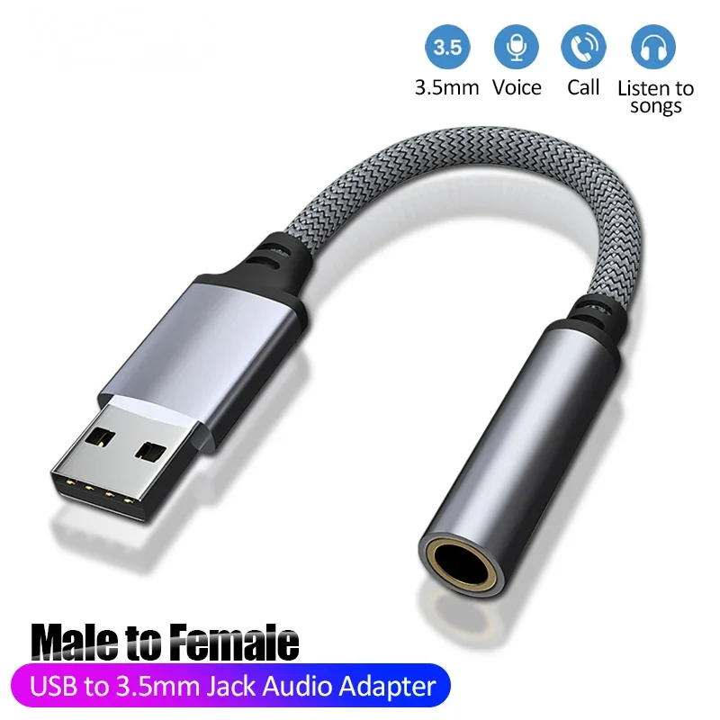 Usb External Sound Card Audio Adapter 3.5Mm Jack Female Headphone Micphone Sound Adapter for Pc Laptop Usb To 3.5Mm Audio Cable