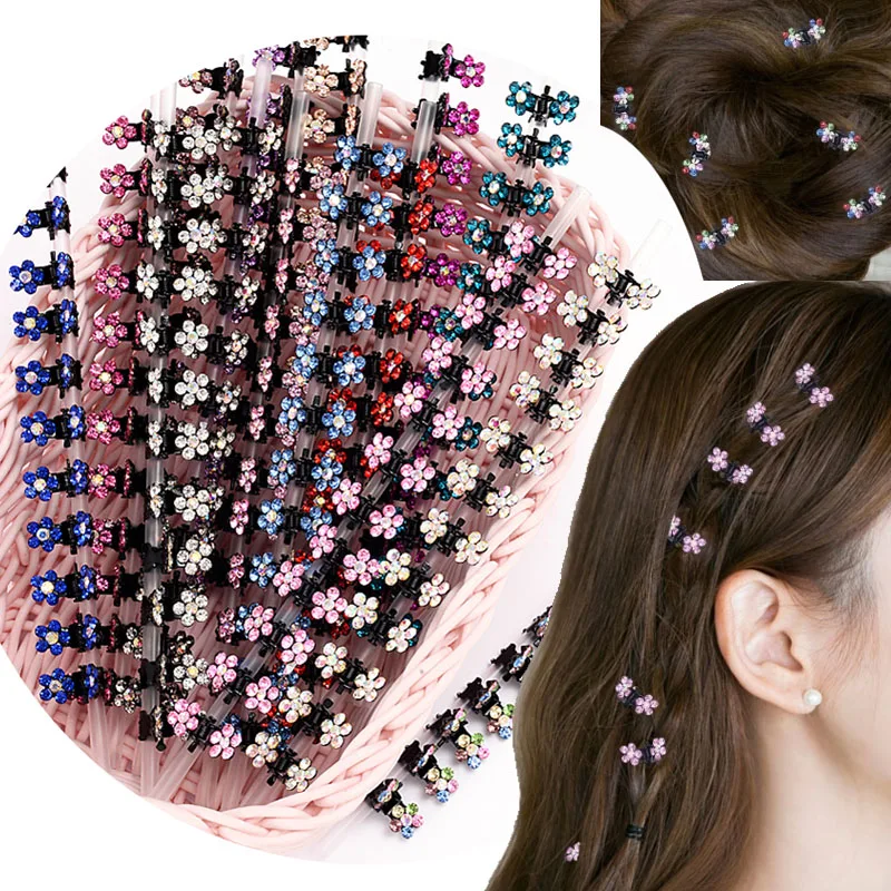 Mini Gripper Color Hairpins No-Slip Crystal Rhinestone Hair Clip Small Clips Hair Claws for Women Girl Headwear Hair Accessories