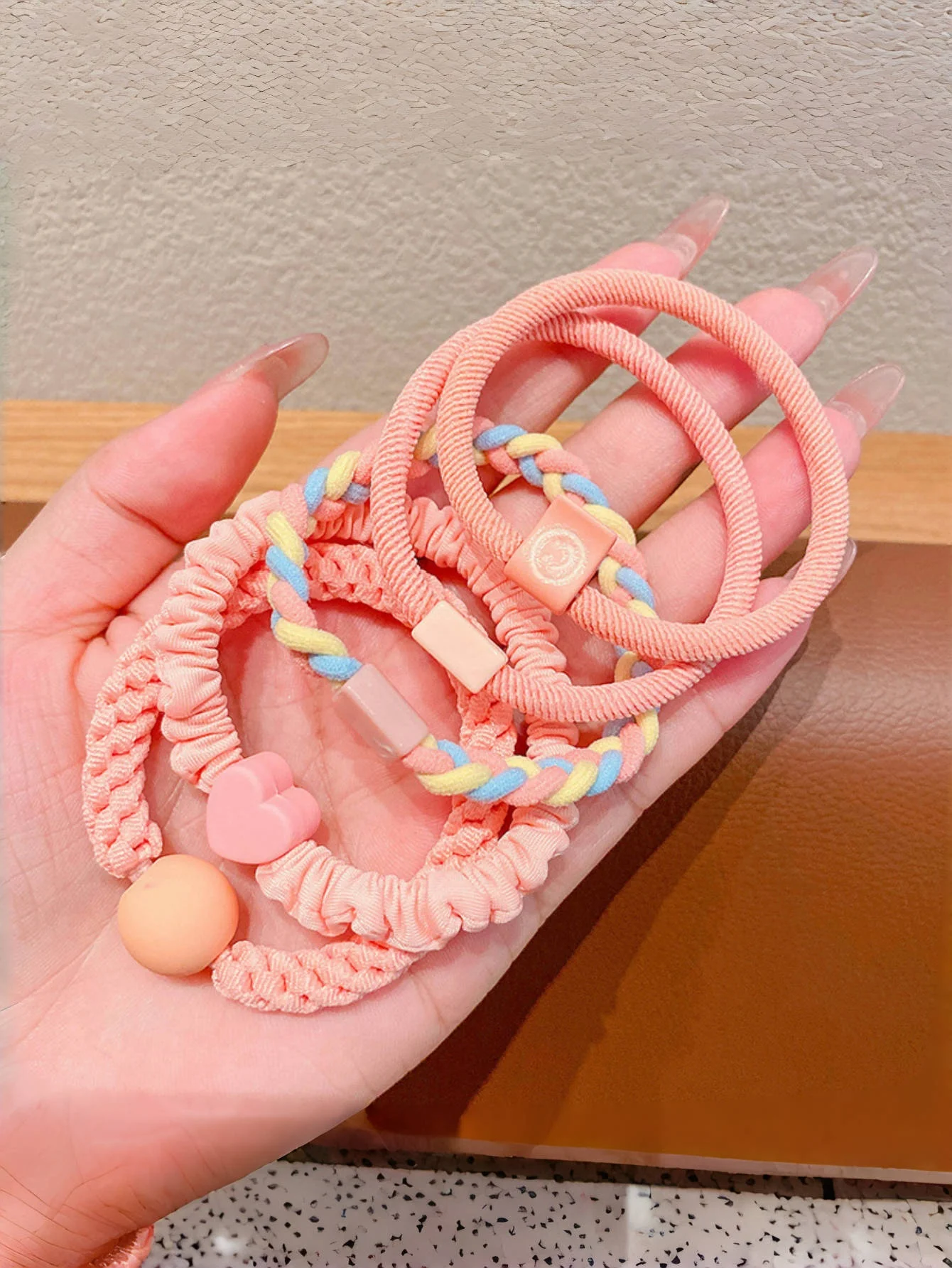 5PCS/ set of girls\' Macaron color hair band suitable for bun head ponytail colored rubber band girls hair tie