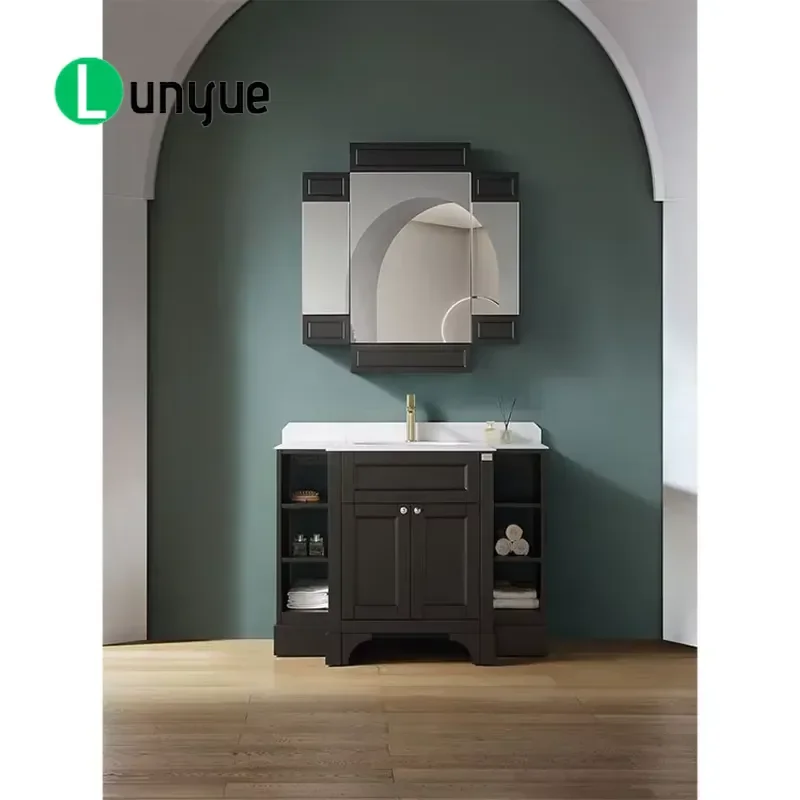 Custom Modern Water Resistant Wall Mounted Bathroom Vanity Cabinet with High Capacity Sink for Hotel Use High Quality