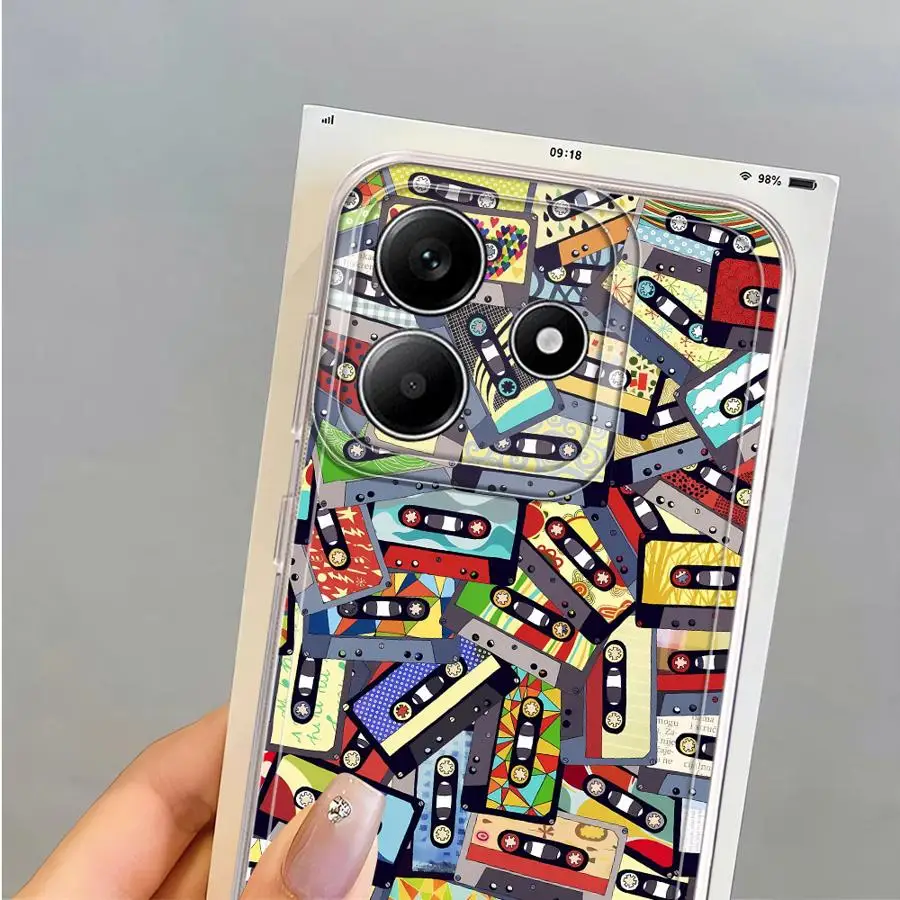 Casing Handphone Motif Lucky Tape Lembut untuk Xiaomi Redmi Note A4 13C 11S 12 9 9S 11 14 Pro Plus 13 14C 12S 10S