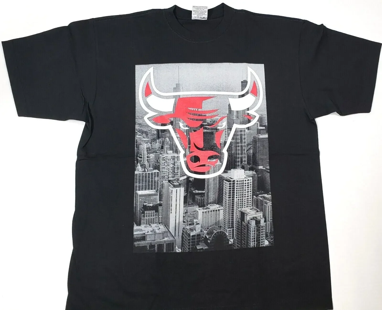 Chicago City T-shirt Chi Town Windy City Bulls Tee Men's Black New