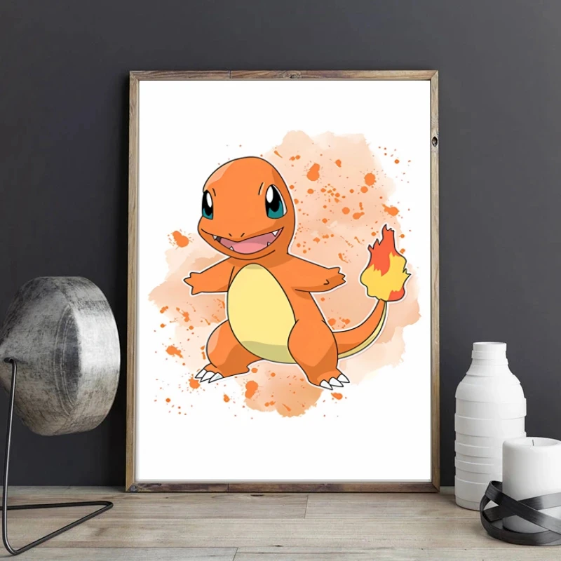 Pintura de obra de arte en lienzo, Pokémon, Pikachu, decoración de dormitorio de niños, pinturas, impresiones modulares, figuras de acción para niños