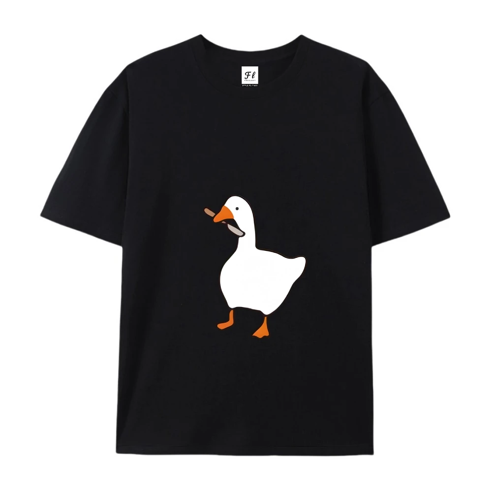 Śmieszna koszulka bawełniana z grafiką głupiej gęsi zabójcy, modna, wygodna, w stylu vintage retro Y2K, top na lato.