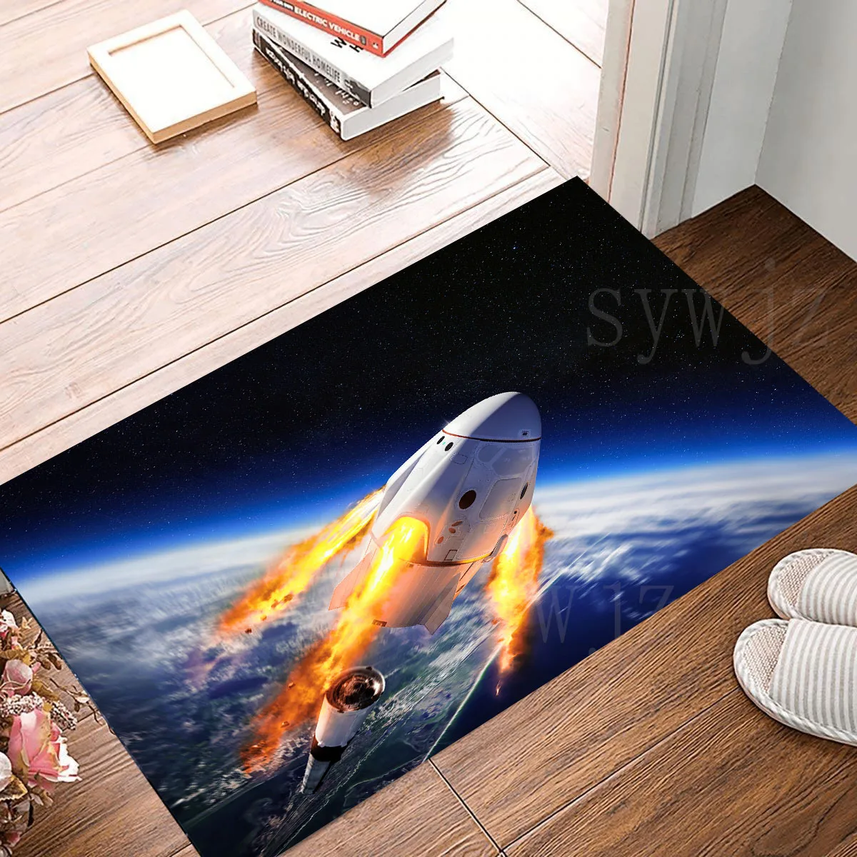 Rocket Astronaut 3D Carpet Children's Room Space Mat Teen Room Rug Living Room Cute Crawling Game Mat Bedside Rug