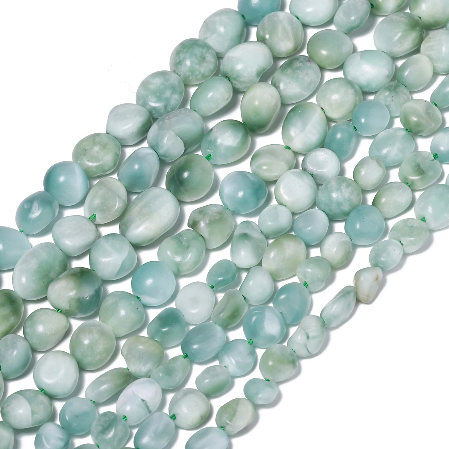 AliExpress xilitata 6-8mm 8-10mm Irregular Natural Stone Green Angelite Beads Gravel Loose Beads for Jewelry Making DIY Bracelets Accessories 15''