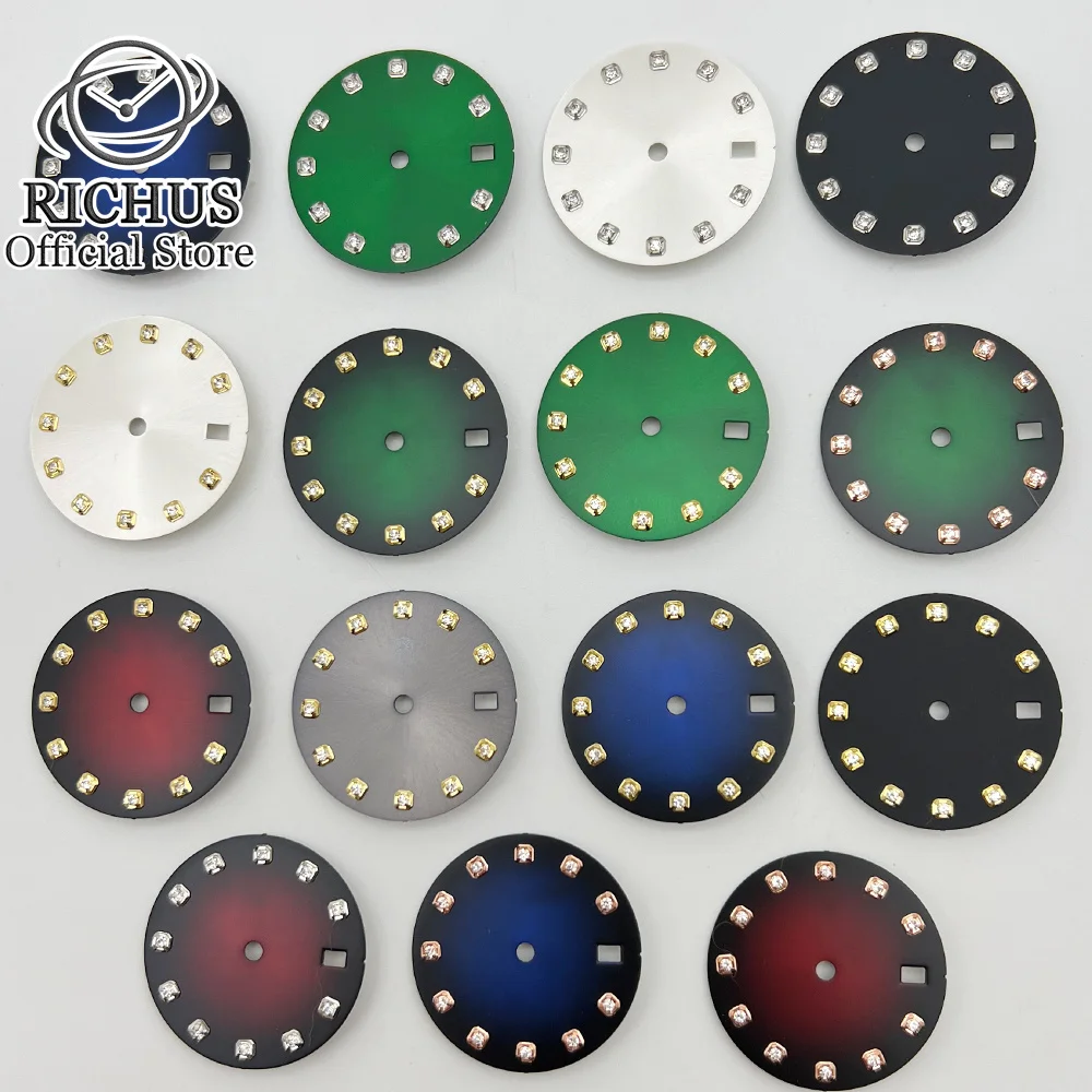 RICHUS 29mm Watch Dial With Date Window fit NH35 NH35A Watches Automatic Movement White Blue Black Green Accessories