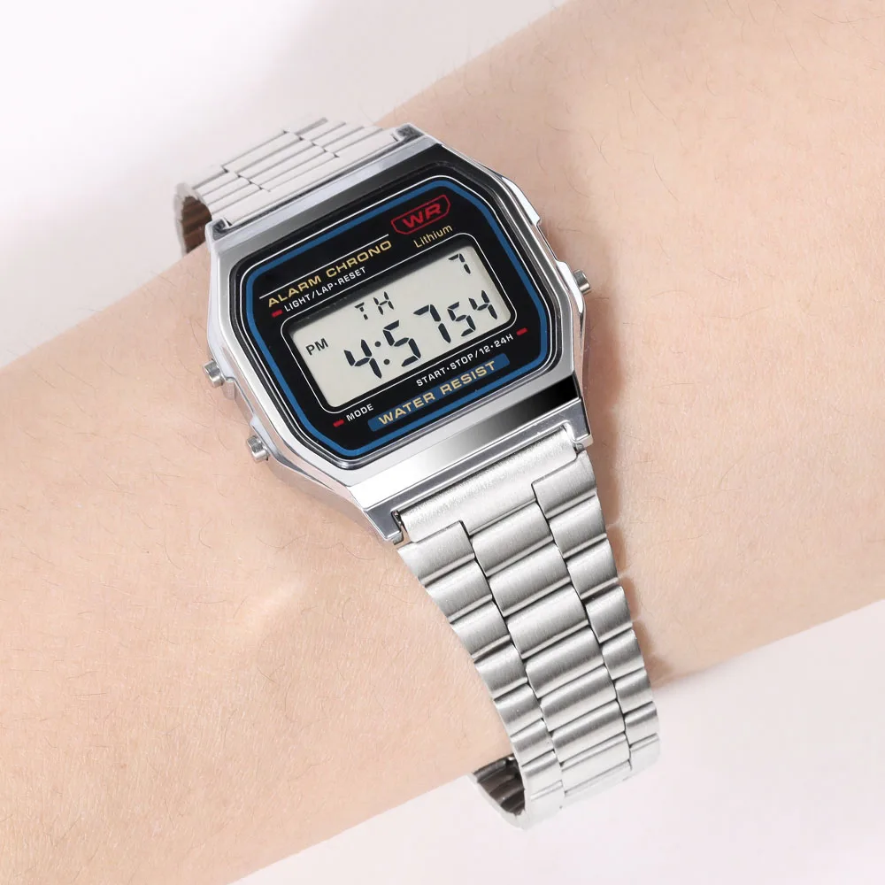 Pulseira de relógio para casio F-91W f105 f108 a158w a168 ae1200 ae1300 substituição pulseira de metal 18mm pulseira de aço inoxidável