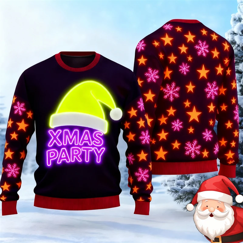 

The Best Christmas Gift Ugly Sweater For Men Women Cool 3D Print Design Pullover Sweatshirts Xmas Neon Print Design Sweatshirt