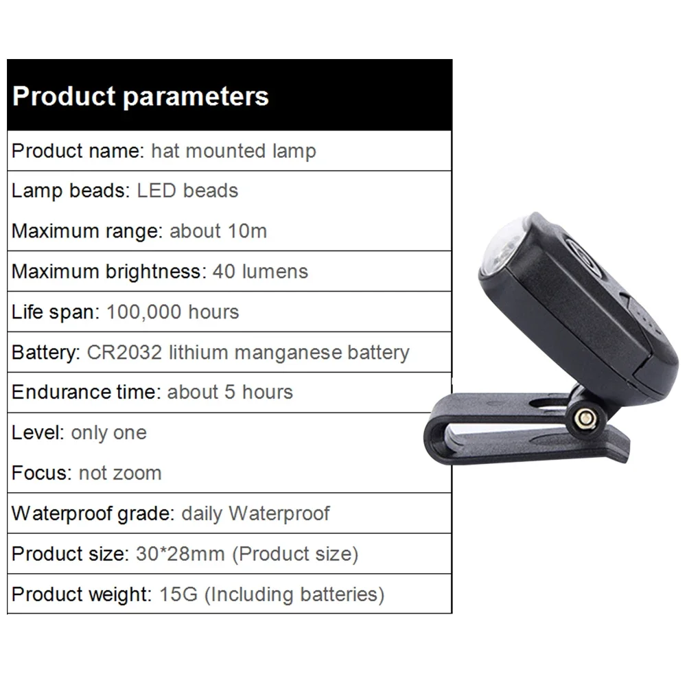 Головной мини-фонарь с 3 светодиодами, Головной фонарь на клипсе для улицы, Головной фонарь для кемпинга, Головной фонарь, Головной фонарь для бейсбольной кепки