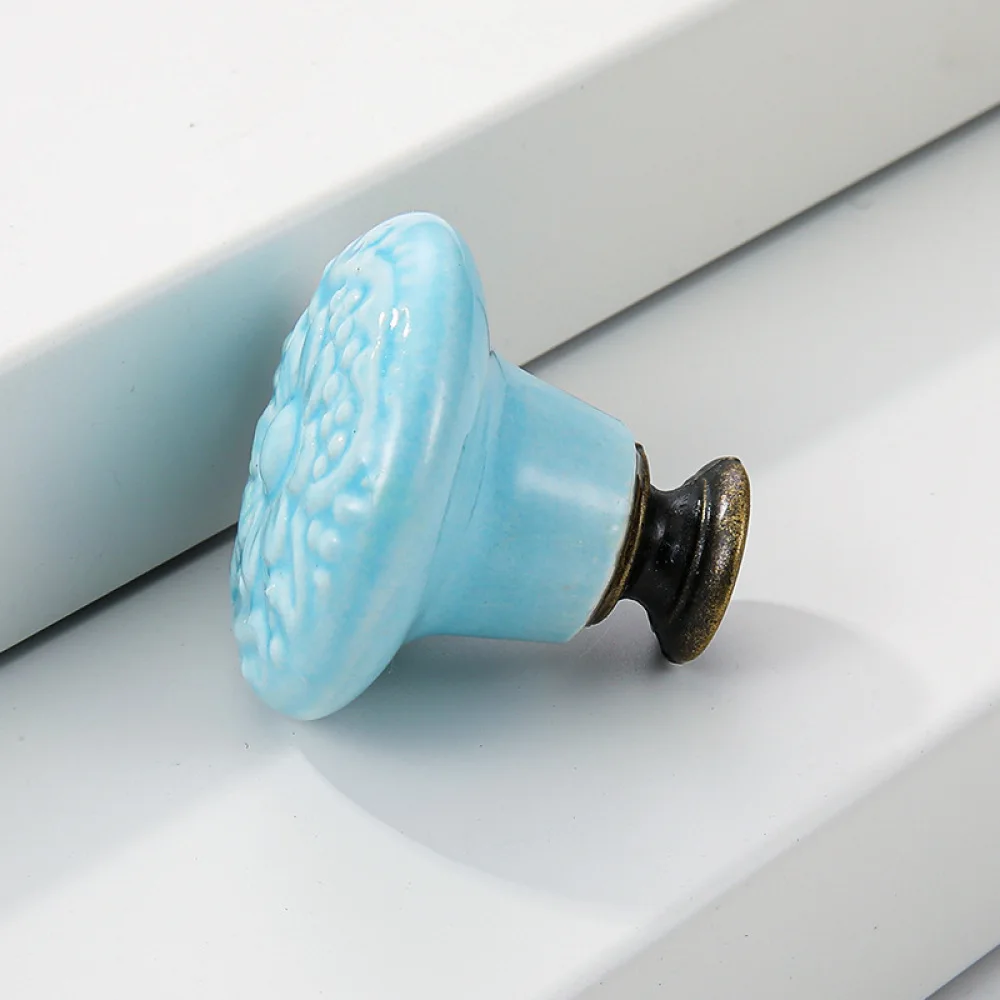 Vintage Ceramic Drawer Knobs Antique Floral Cabinet Handles Single Hole Furniture Hardware For Kitchen Wardrobe Cupboard