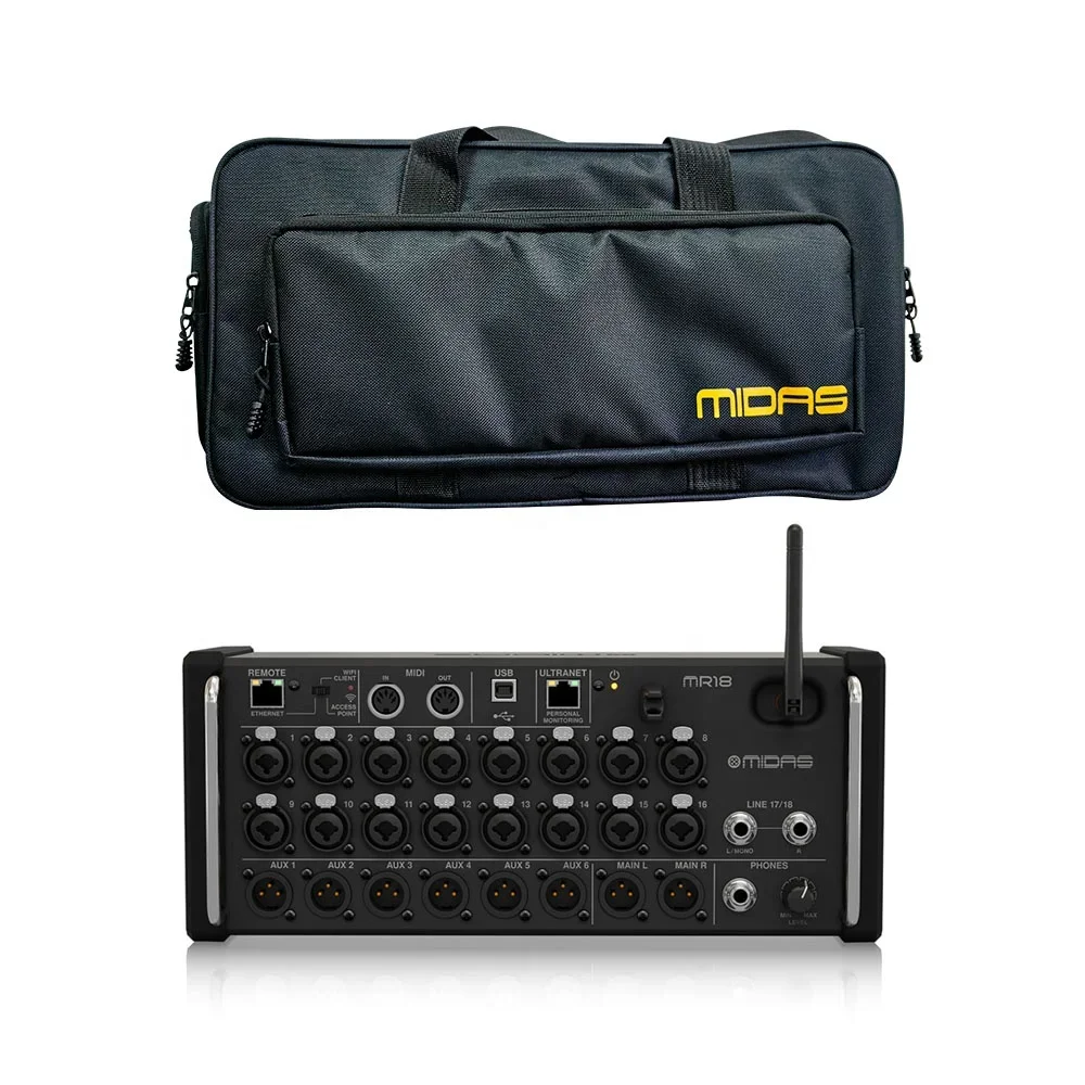 Midas MR18 Digital Mixer & Portable Bag Bundle Music Equipment 18-Channel Pa System Rack Mixer For Studio & Stage