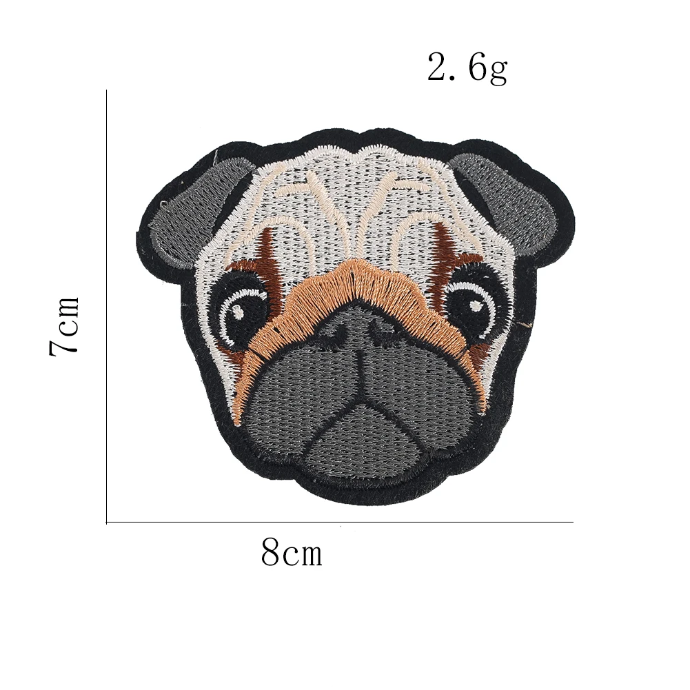 4 pçs remendos de animais para roupas delicado bulldog padrão bordado diy vestuário suprimentos de costura tecido adesivos mochila emblemas