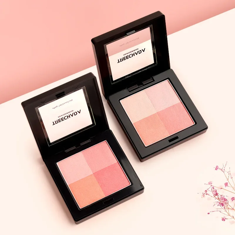 

TREECHADA 4 Color Lattice Blush Natural Long-lasting Orange Pink Highlighter Waterproof Skin Cute Makeup Cosmetics Rare Beauty