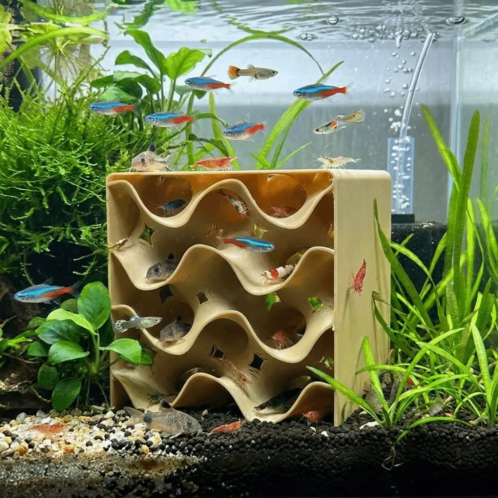 Creative 3D Printed Aquarium Cave Shelter Hollowed-out Natural Look Shrimp Breeding Cave Plastic Betta Habitat Shrimp Breeding