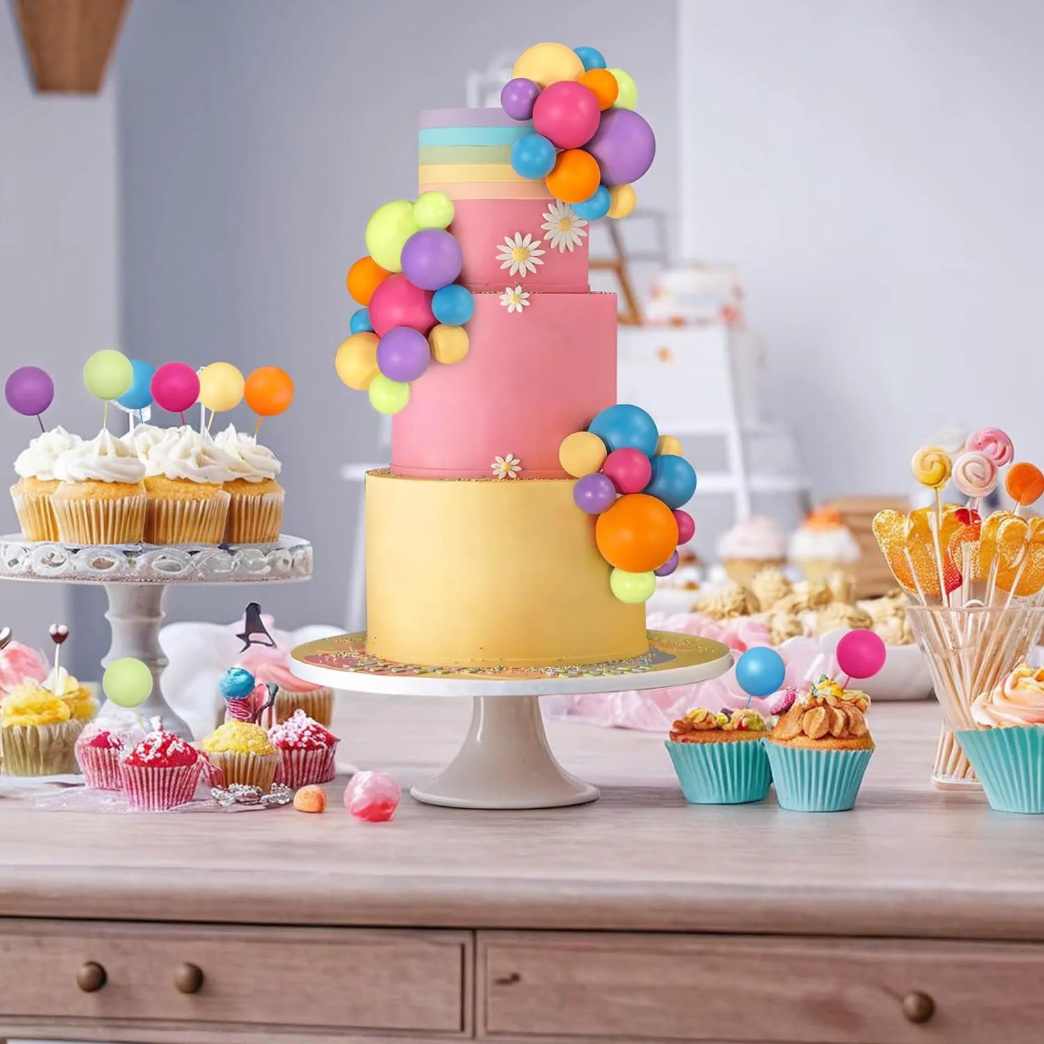 كأس علوية ملونة على شكل كرة ، كرات اللؤلؤ ، كب كيك ، إدخال كعك ، حفلة عيد ميلاد ، ديكور الزفاف ، 42 أو #4