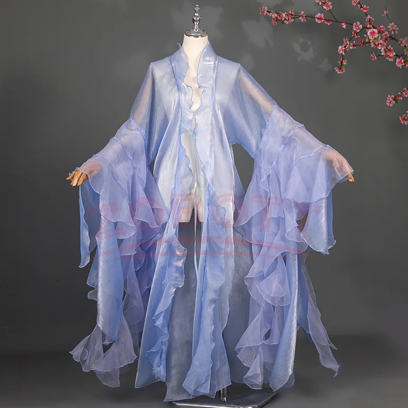 Chinese Ancient Gorgeous Hanfu Overcoat Cardigan Women Elegant Fairy Chiffon Petal Sleeve Cloak Dance Princess Cosplay Costume view 2