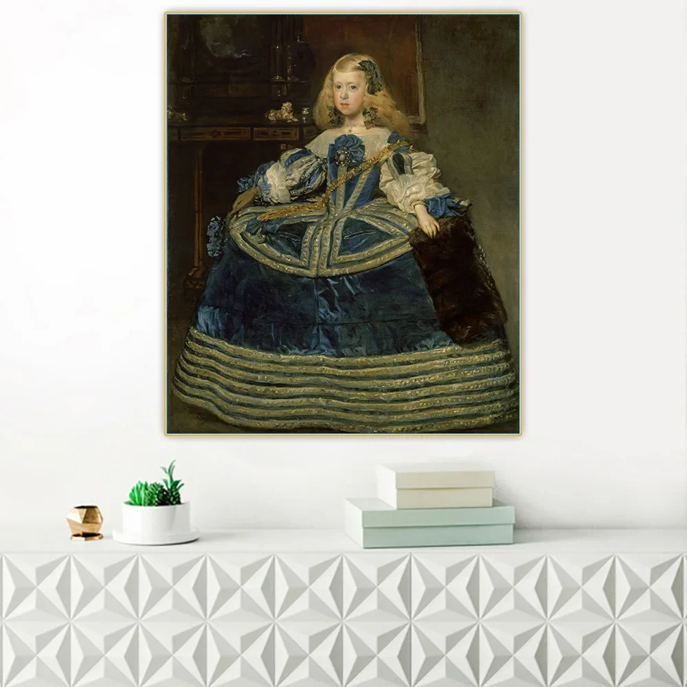 Diego Velazquez《Infanta Margarita Teresa in a Blue Dress》Canvas Oil Painting Poster Picture Wall Hanging Decor Home Decoration