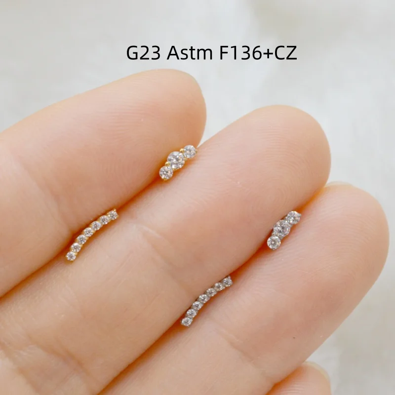 Lot10pcs G23 Titanium Ear Piercing Jewelry Ear Helix Tragus Cartilage Conch Studs Internally Thread Bar Body Jewelry
