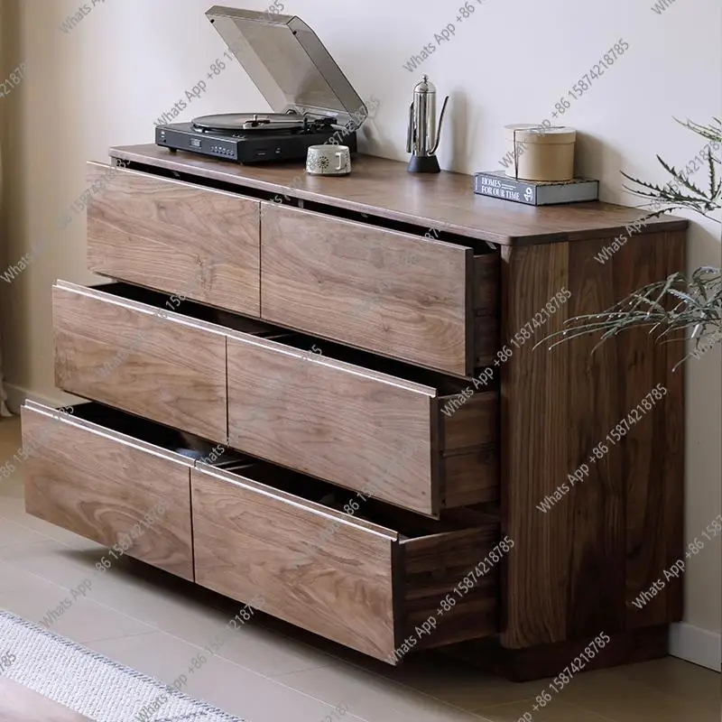 

All solid wood North American black walnut six-chest cabinet modern simple living room porch cabinet bedroom drawer cabinet stor