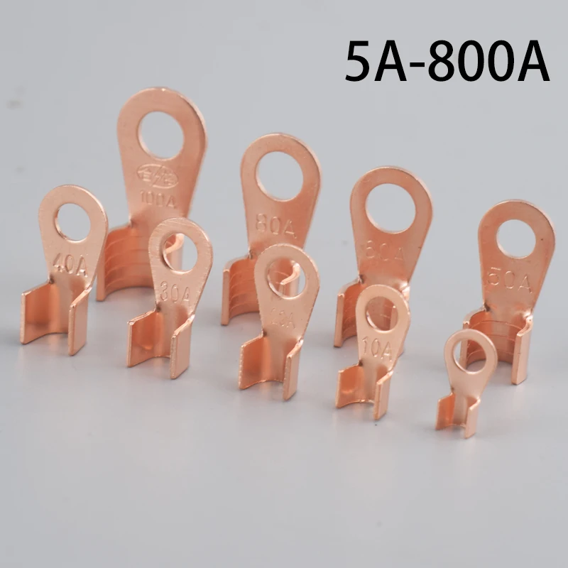 10/50PCS Copper OT Terminal Non-Insulated Wire Connector Bare Electrical Cable Terminals Lug Battery Ring Crimp Terminal 10-400A