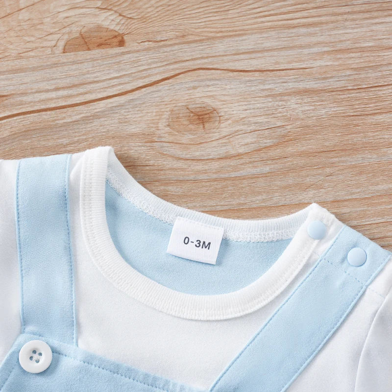 ملابس الأطفال حديثي الولادة باللون الأزرق مطبوع عليها رأس كوالا بذلة للأطفال الصغار بأكمام قصيرة من قطعة واحدة بدلة صيفية رومبير #4