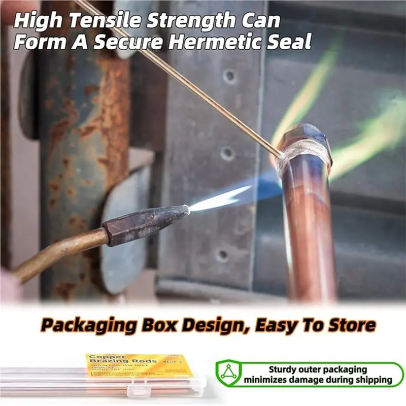A53Q-Round Grade For Air Conditioner, Refrigerator, Metal Brazing Rods- 45Pcs Copper Welding Rods For Industrial Applications