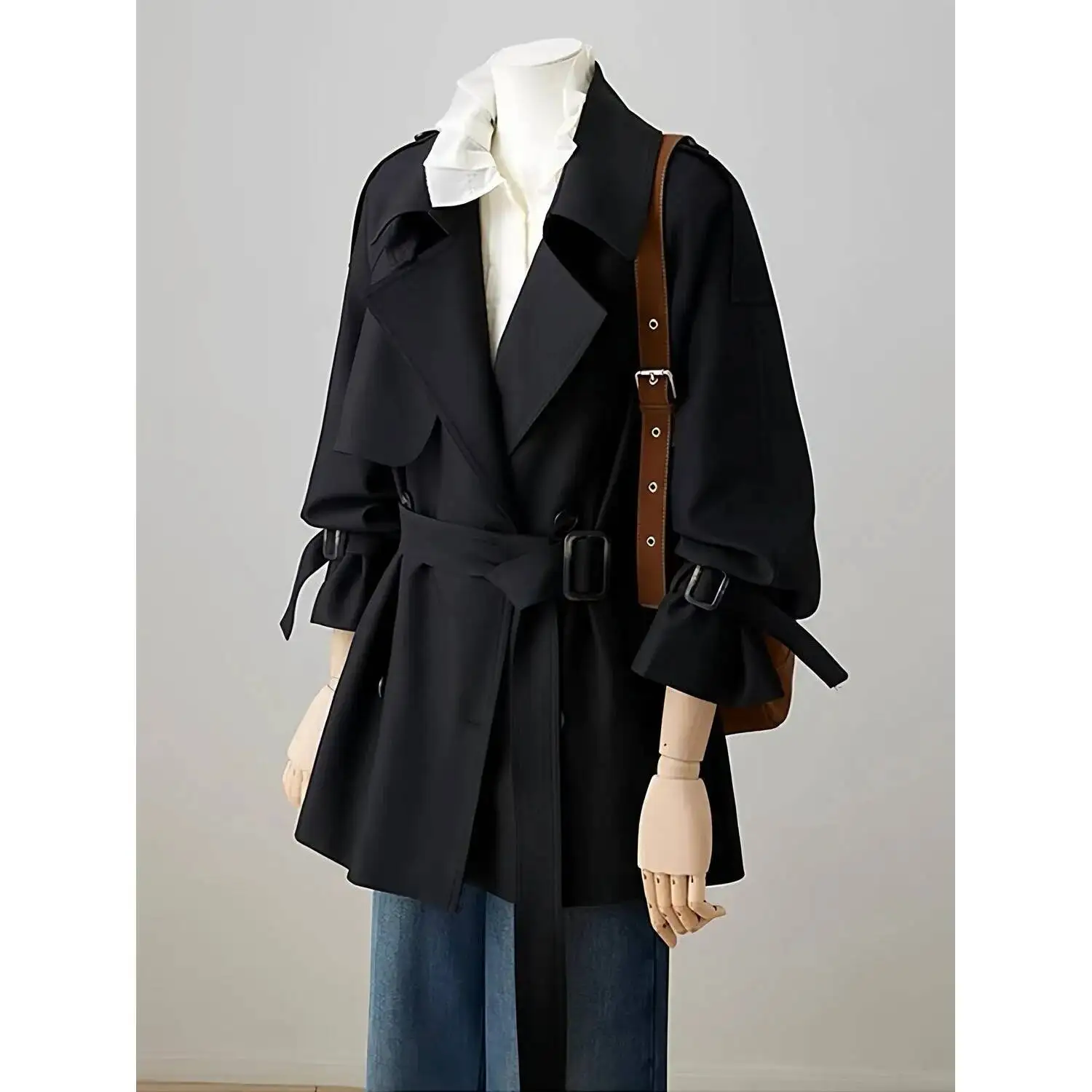 

Короткая куртка цвета хаки, женская осенняя мода, пальто в британском стиле, Новое поступление, весеннее хлопковое волокно из полиэстера