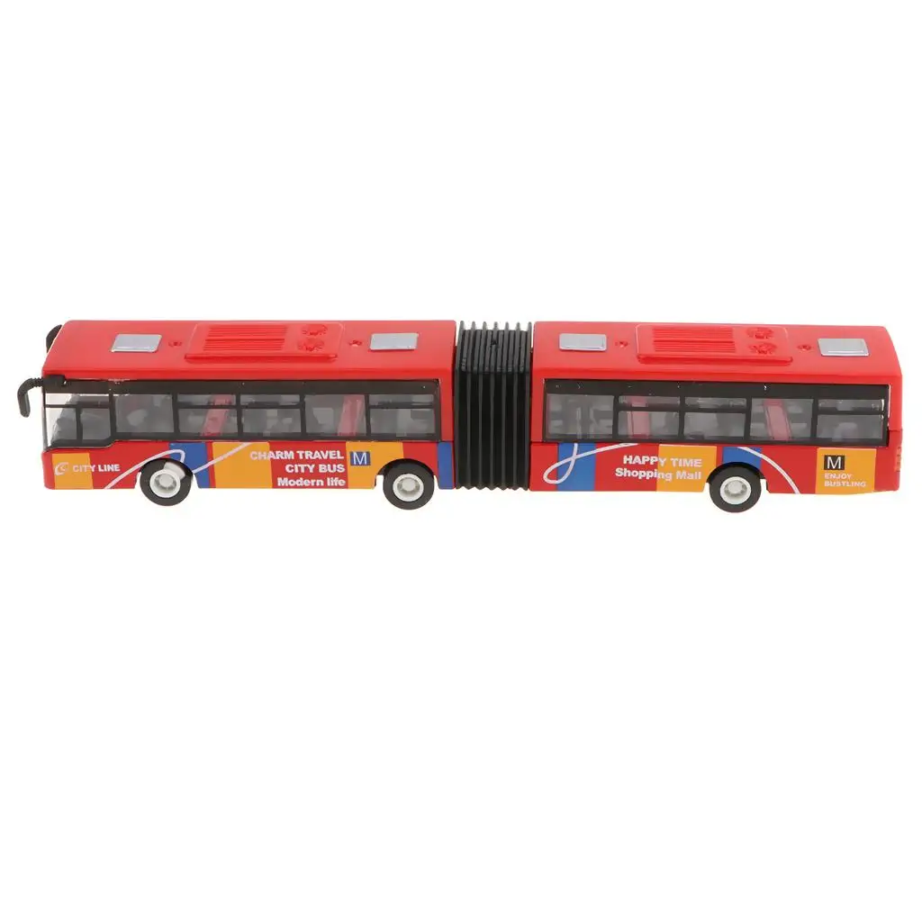 1:64 18cm Long Bus Model Toy Pull Back Alloy Art crafts collect Red