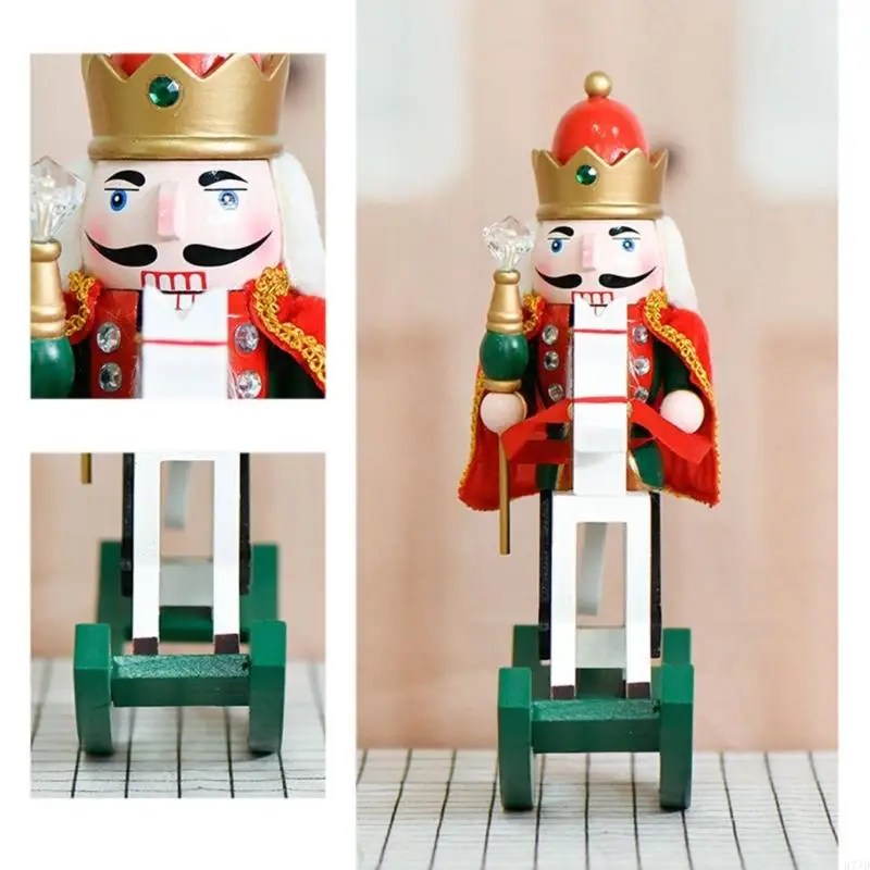 Classical Rocking Horse King Nutcrackers Wooden Decoration Carved Ornament For Christmas Home Tabletop Shelf Decors 37JD