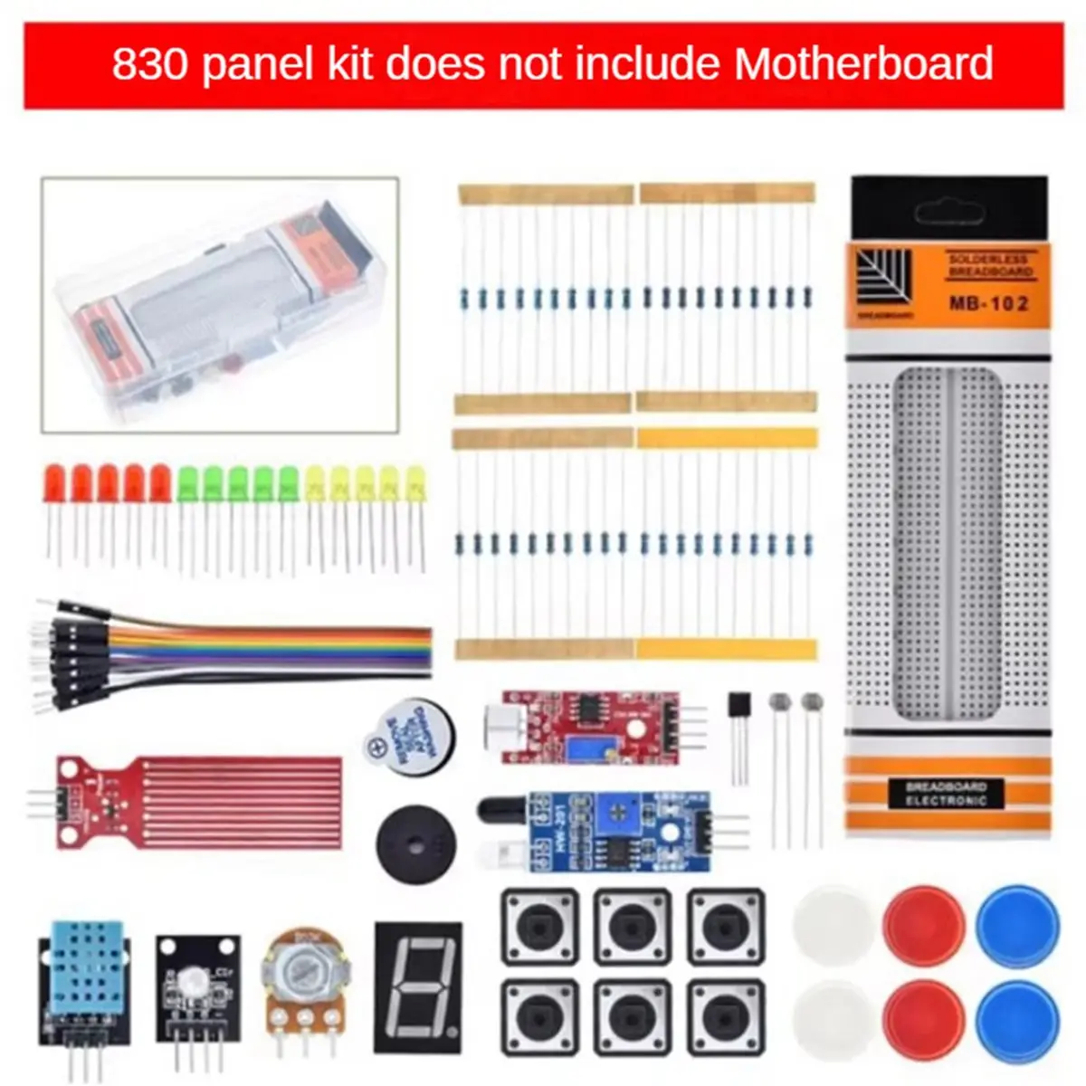 

[ABDH] Набор для начинающих 3X для платы UNO R3: Комплект для легкого освоения с 830-отверстной макетной платой и комплектом деталей, А