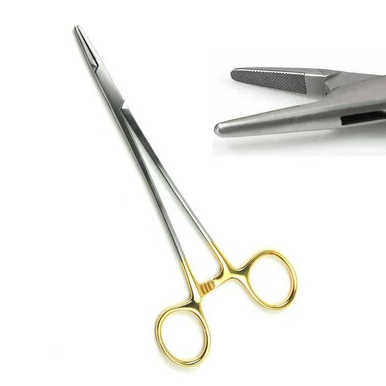 

DENILK 1PC Dental Needle Holder Plier Reusable Stainless Steel Gold Plated Handle Orthodontic Forcep Dentistry Surgical Instrume