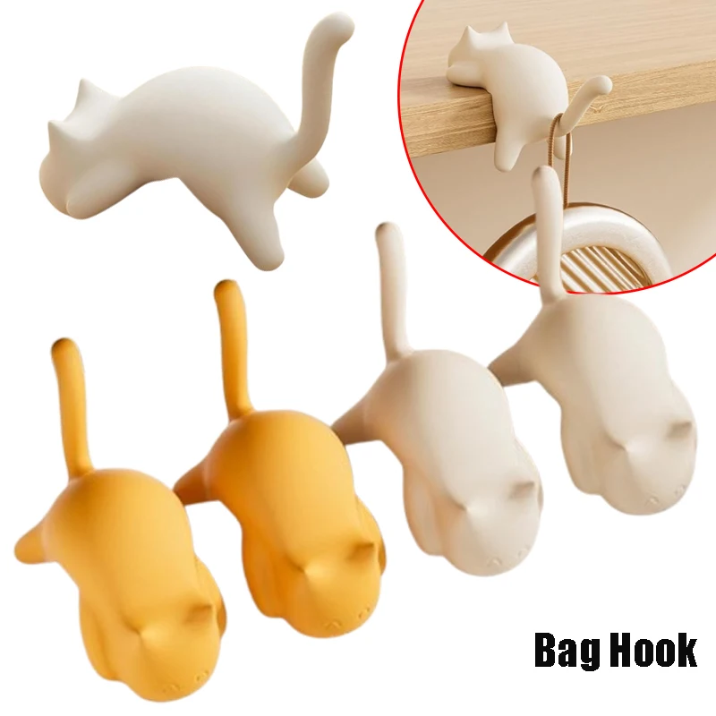 Cute Portable Cat Bag Hook Hanger Table Hook Handbag Backpack Travel Bag Organizer Holder Home Office Decor Desk Side Hooks