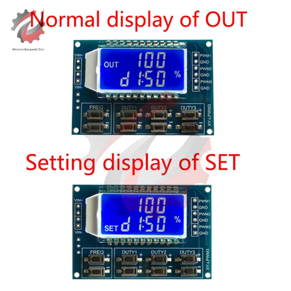 1Hz-150Khz 3 Canali Generatore di Segnale PWM Board Modulo Regolabile di Frequenza di Impulso Ciclo di Duty Cycle Display LCD 3.3V-30V