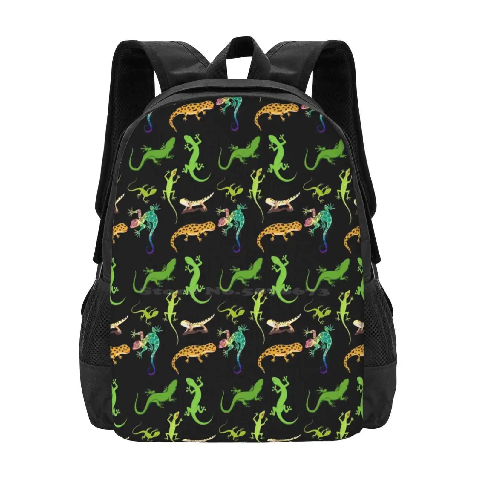 Gecko-Best Gift For Gecko Lovers School Bag Big Capacity Backpack Laptop Crested Gecko Leopard Gecko Lizard Gargoyle Gecko