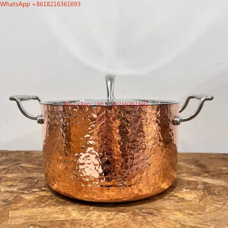 Limited Offer Copper Hammer Mouth Soup Pot 20 * 12cm Household Large Capacity Binaural Porridge Stew Pot