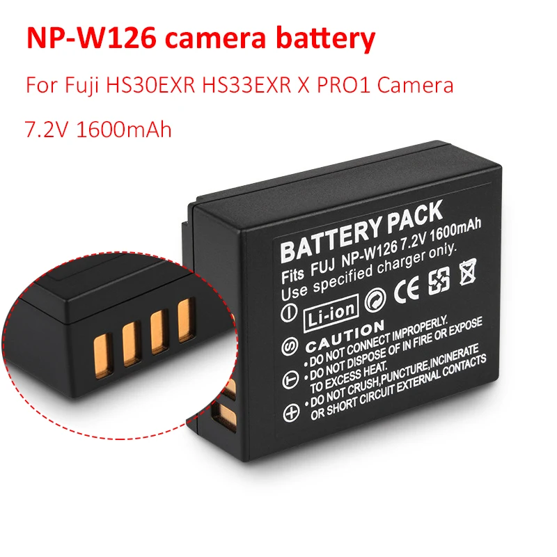 

NP-W126 Battery 1600mAh Rechargeable Li-ion Batteries for Fujifilm FinePix HS30EXR HS33EXR X PRO1 X-Pro1 X-T1 XT1 Camera