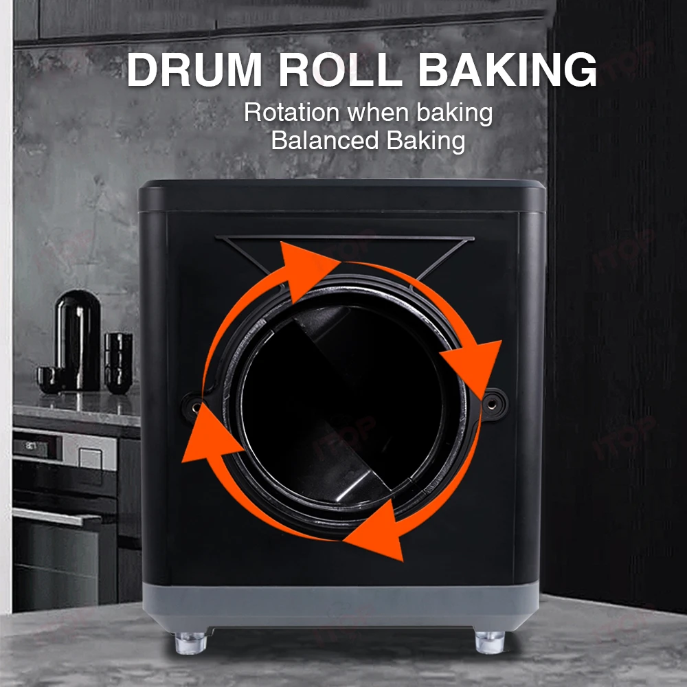 Tambor torrador de café 1000g, torrador rotativo de feijão doméstico de 1600w, versão atualizada com bandeja de palha de café