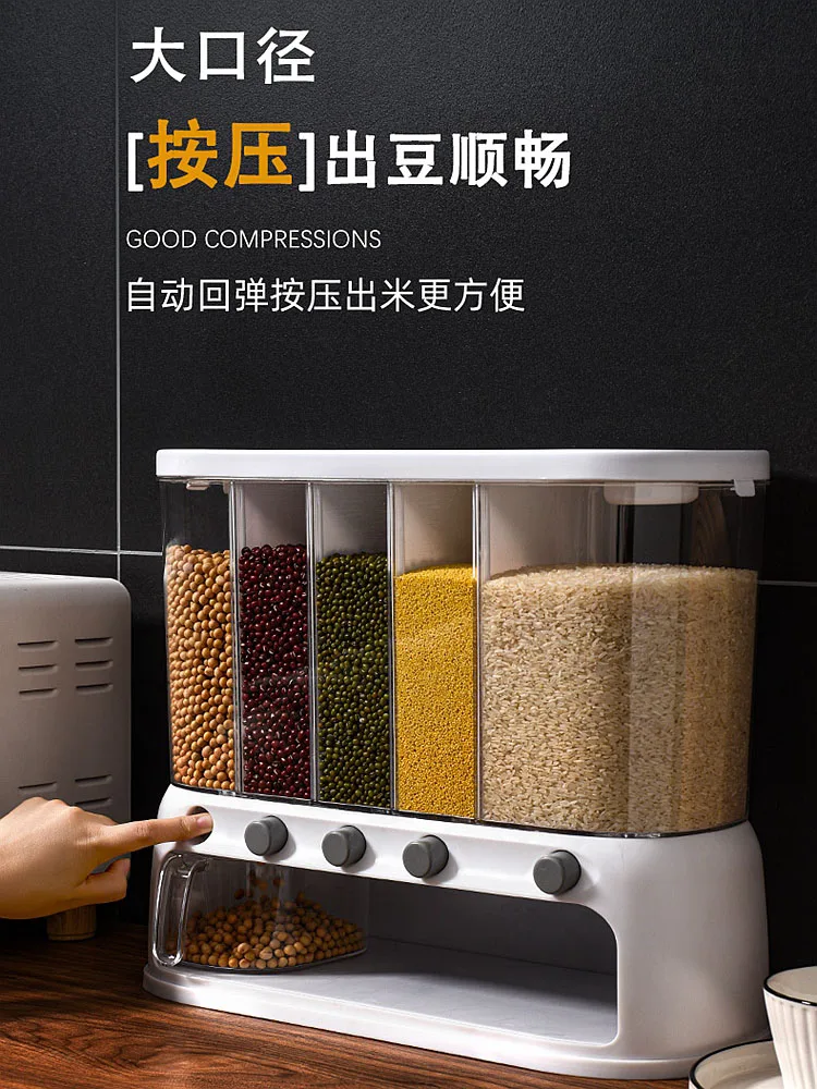 Food grade grains storage box Household grid rice bucket storage tank Dustproof and moisture-proof sealed rice box