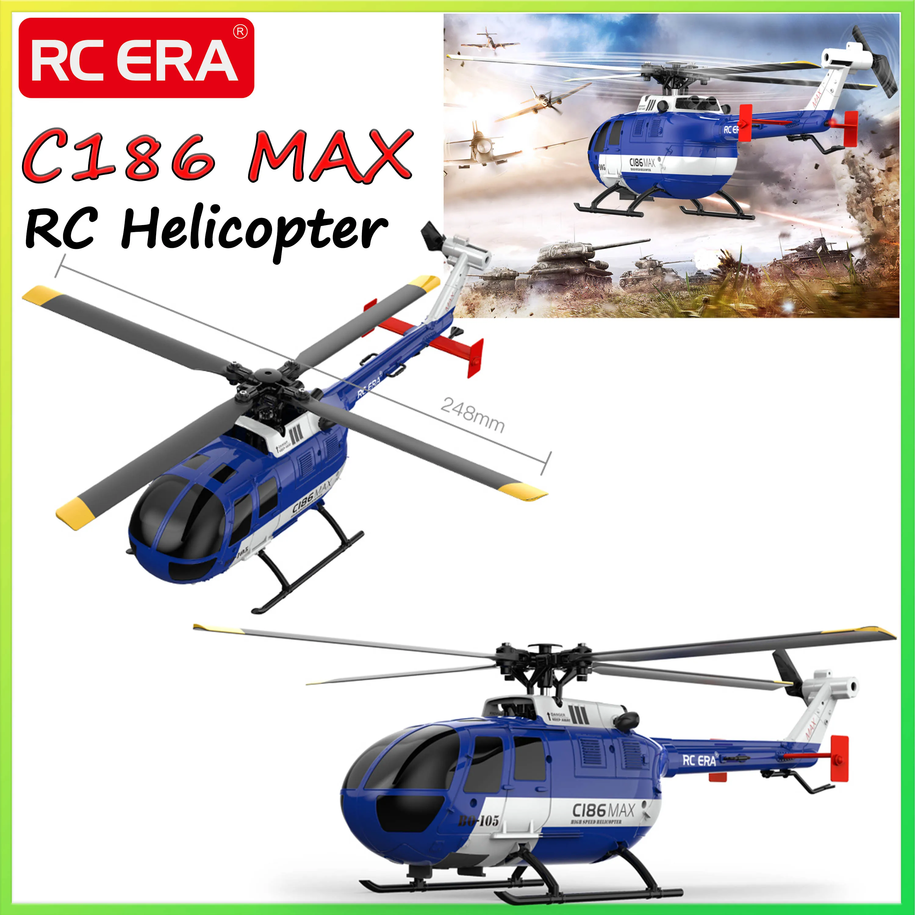 C186 Max RC Helicopter RTF 4CH 6-axis Optical Flow Positioning Gyro Stabilized 2.4G Transmitter for Kid Adult Toy Model Gifts