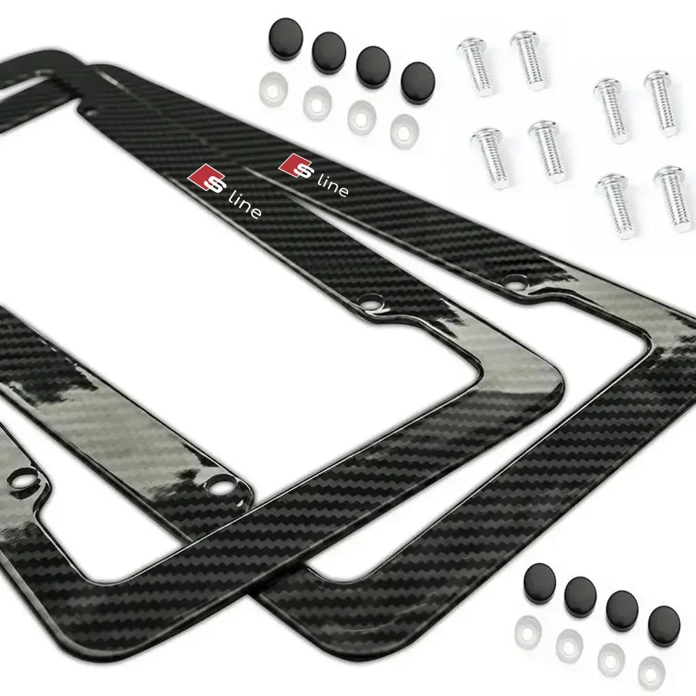 Real High-Quality carbon fiber license plate protection framework Car Tag Holder For Audi Sline B6 B7 B8 B9 A3 8P 8V A4 A6 C6