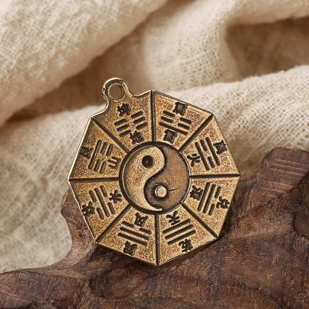 

5 Pcs Tai Chi Bagua Keychain Pendant Decorative Jewelry Making Accessories Hanging Charms Vintage Brass DIY Craft Supplies