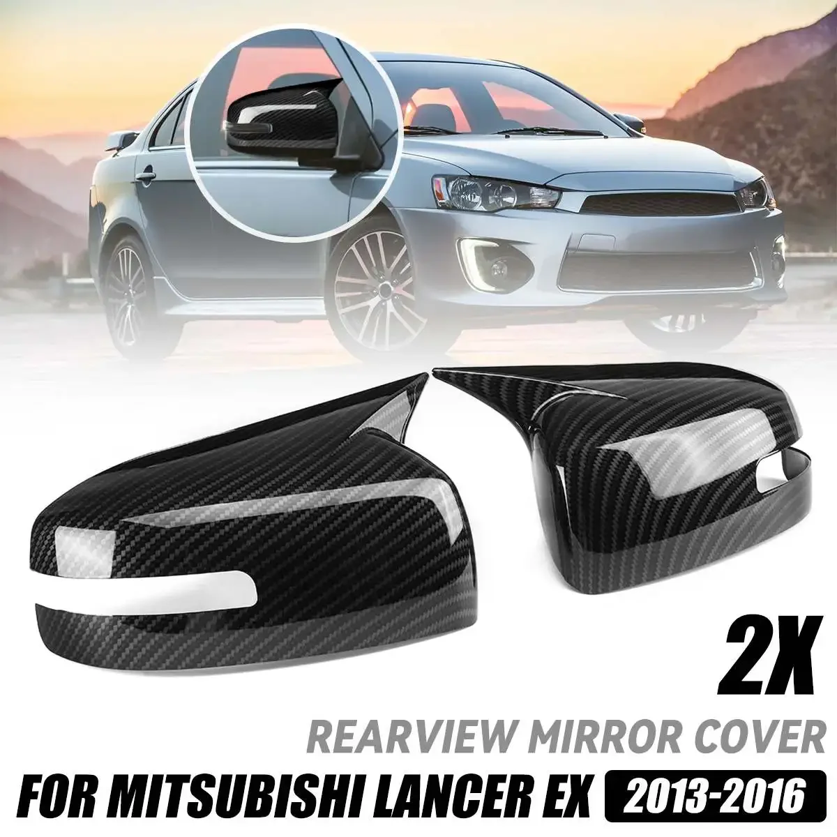 

2PCS Car Side Rearview Mirror Cover Cap For Mitsubishi Lancer EX 2013-2016 With Turn Signal Model Door Rear View Mirror Cover