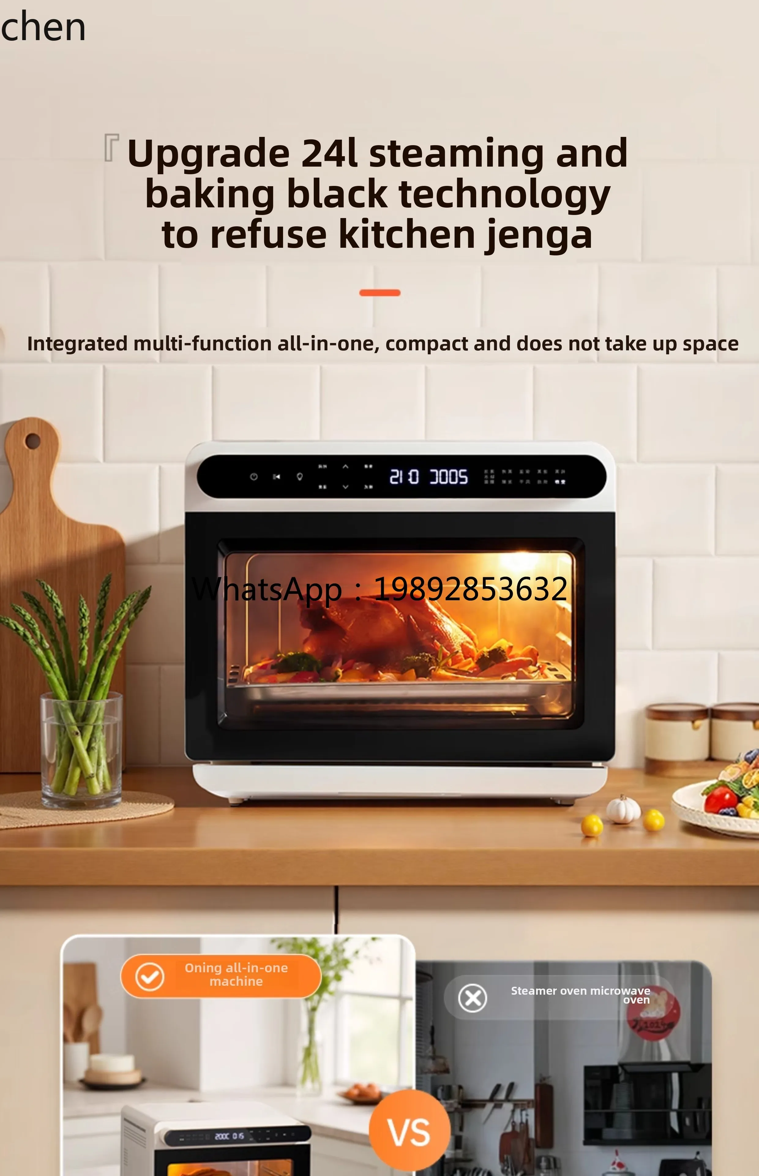 Forno a vapor para assar forno elétrico doméstico máquina de cozinhar, assar e fritar fritadeira a ar