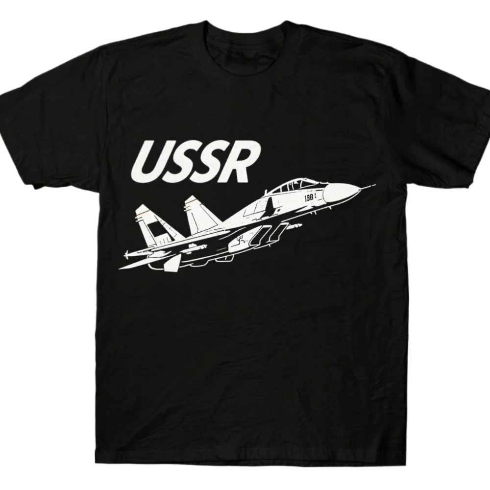 

USSR Russia Sukhoi Su-35 Fighter Aircraft T Shirt. Short Sleeve 100% Cotton Casual T-shirts Loose Top Size S-3XL