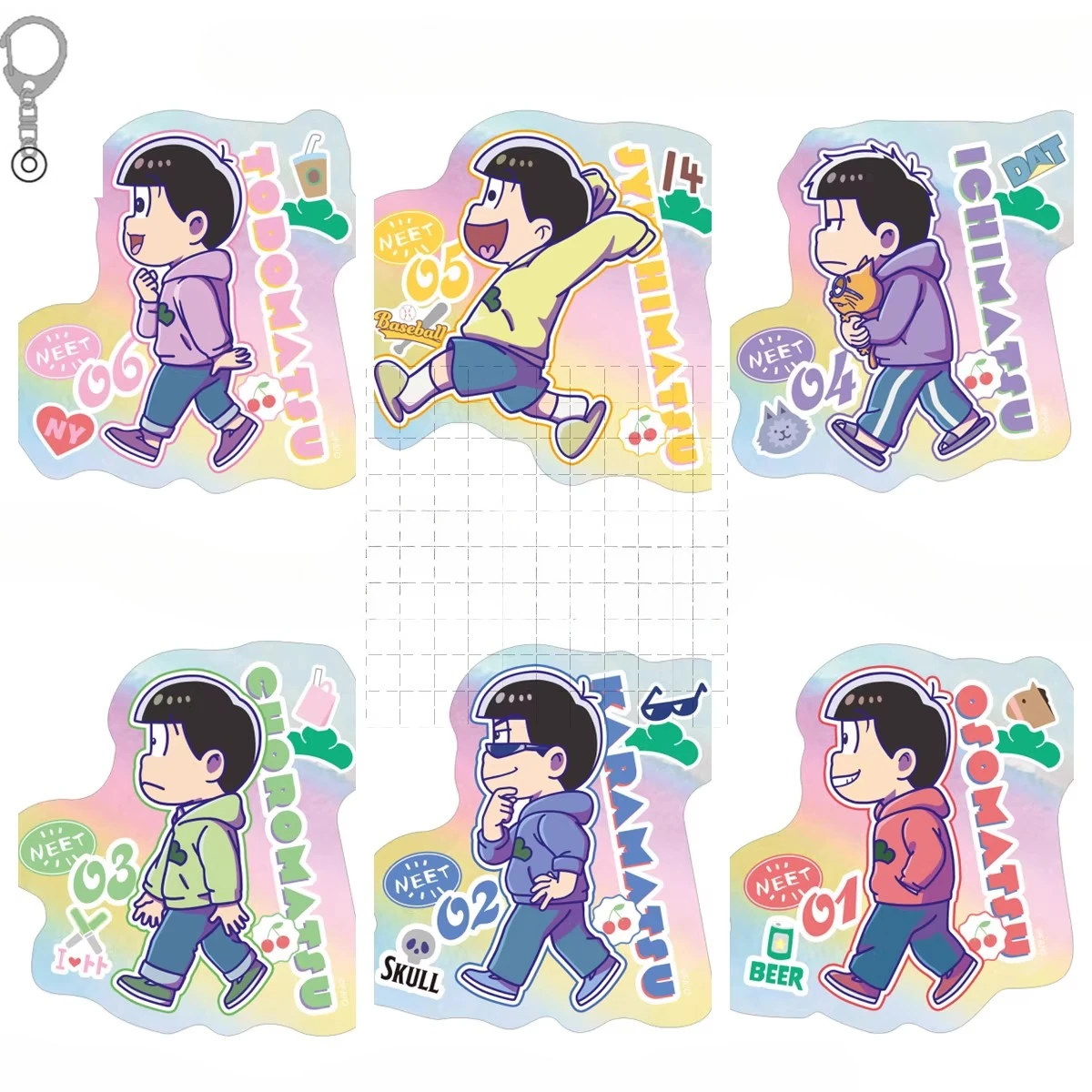 Game Ichimatsu Karamatsu Todomatsu Choromatsu Jyushimatsu Keychain Doll Anime Acrylic Keyring Pendant for Gift